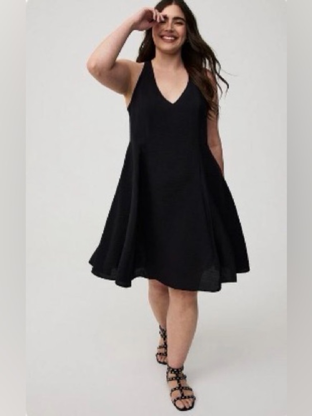 torrid Black V-Neck Satin Camisole Dress
